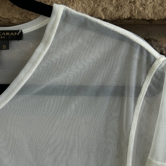 Donna Karan Black Label Intimates White Sheer V Neck Tee NWT $85 Size Small - Picture 3 of 6
